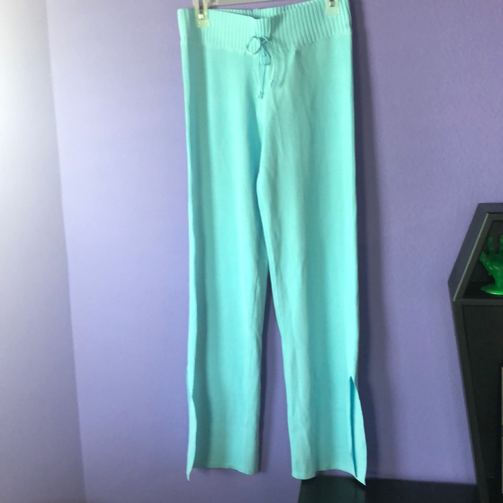 Aqua Blue Stretch Knit Pants